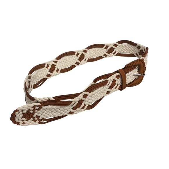 Genuine Leather White Tan Weaved Belt main image 4